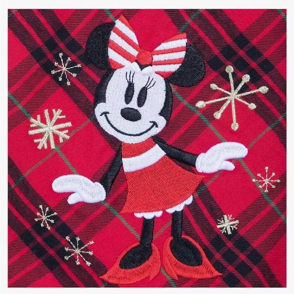 Disney Holiday Nightgown Pajamas on Plaid with Minnie Mouse embroidery - Picture 4 of 15